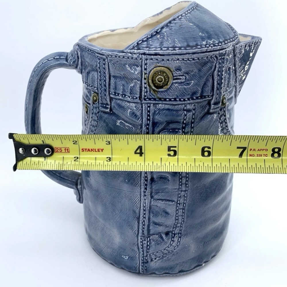 Vintage Sittre Blue Jean Ceramic Pitcher 9” Novelty - Picture 12 of 13